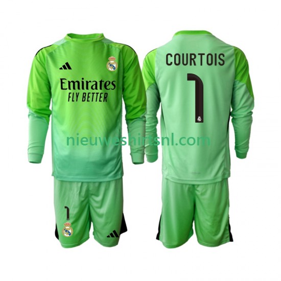 Real Madrid Kind Shirt met Bedrukking Thibaut Courtois 1 Uit 2025-2026 Lange Mouw