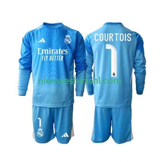 Real Madrid Kind Shirt met Bedrukking Thibaut Courtois 1 Thuis 2025-2026 Lange Mouw