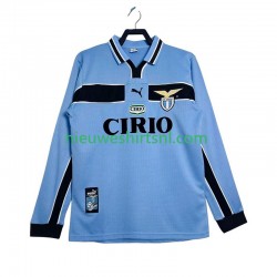 SS Lazio Heren Shirt met Bedrukking 1998 Retro Thuis 1999 Lange Mouw