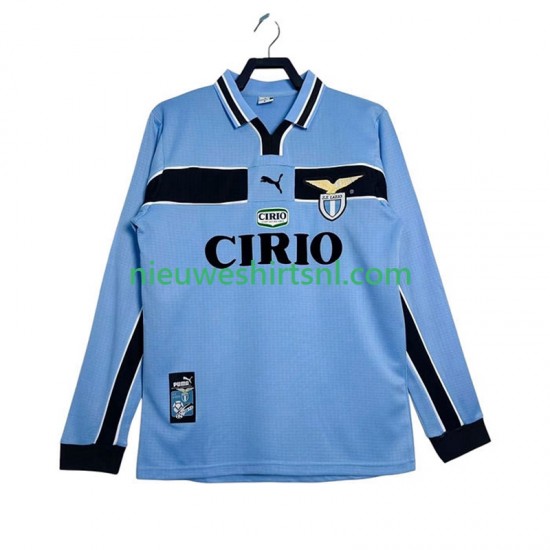 SS Lazio Heren Shirt met Bedrukking 1998 Retro Thuis 1999 Lange Mouw