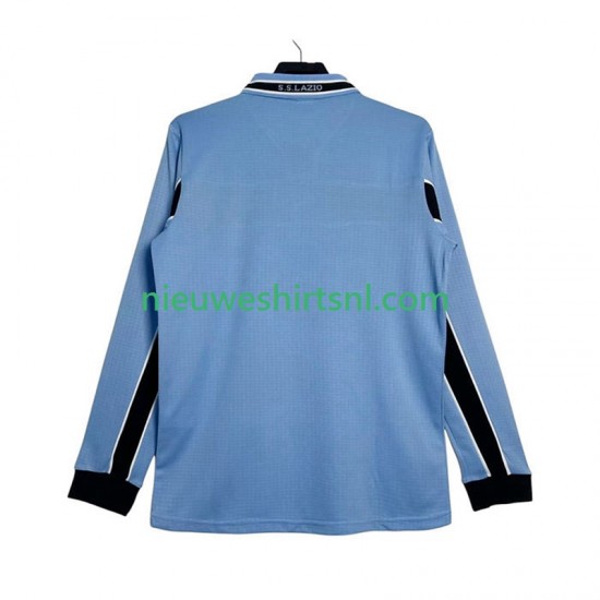 SS Lazio Heren Shirt met Bedrukking 1998 Retro Thuis 1999 Lange Mouw