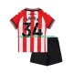 Kind Shirt met Bedrukking Sunderland Granit Xhaka 34 Thuis 2025-2026 Korte Mouw