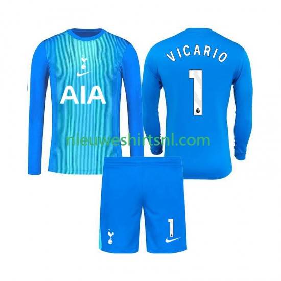 Tottenham Hotspur Kind Shirt met Bedrukking Doelman Guglielmo Vicario 1 Uit 2025-2026 Lange Mouw