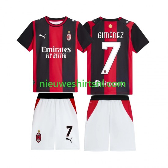 AC Milan Kind Shirt met Bedrukking Gimenez 7 Thuis 2026-2027 Korte Mouw