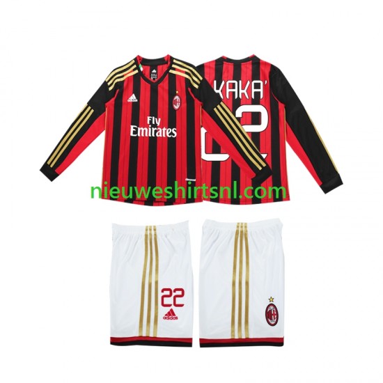 AC Milan Kind Shirt met Bedrukking Kaka 22 2013 2014 Retro Thuis Lange Mouw