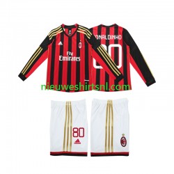 AC Milan Kind Shirt met Bedrukking RONALDINHO 80 2013 2014 Retro Thuis Lange Mouw