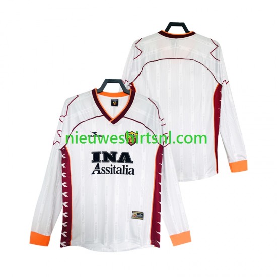 AS Roma Heren Shirt met Bedrukking 2000 Retro Uit 1999 Lange Mouw