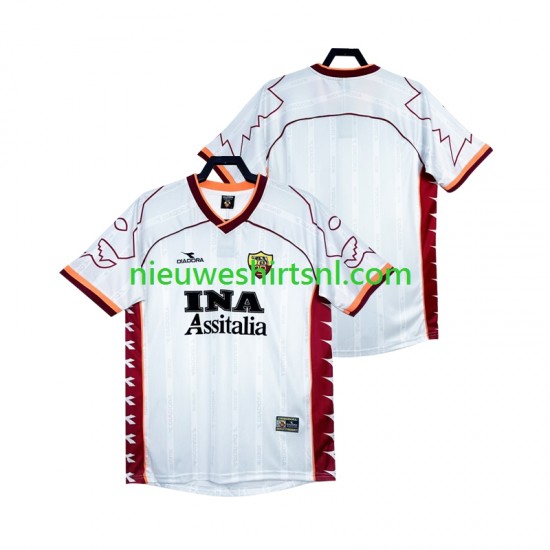 AS Roma Heren Shirt met Bedrukking 2000 Retro Uit 1999 Korte Mouw