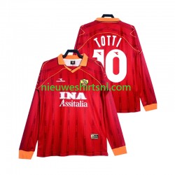 AS Roma Heren Shirt met Bedrukking Totti 10 2000 Retro Thuis 1999 Lange Mouw