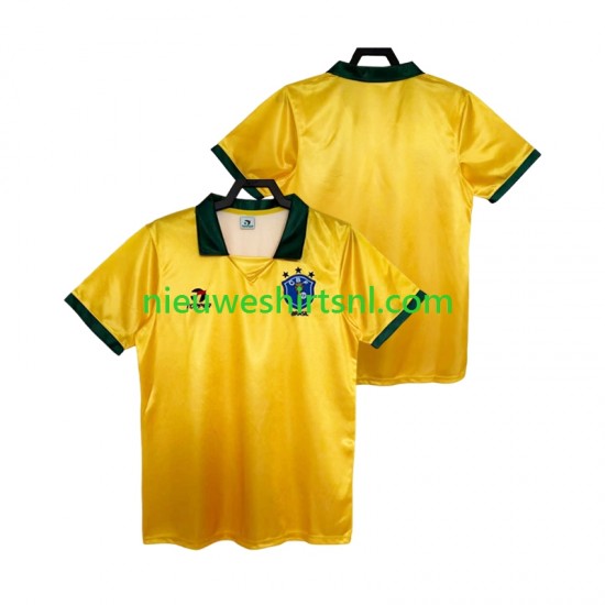 Brazilië Heren Shirt met Bedrukking 1988 Retro Thuis Korte Mouw