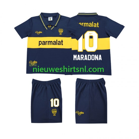 CA Boca Juniors Kind Shirt met Bedrukking MARADONA 10 1993 1995 Retro Thuis Korte Mouw