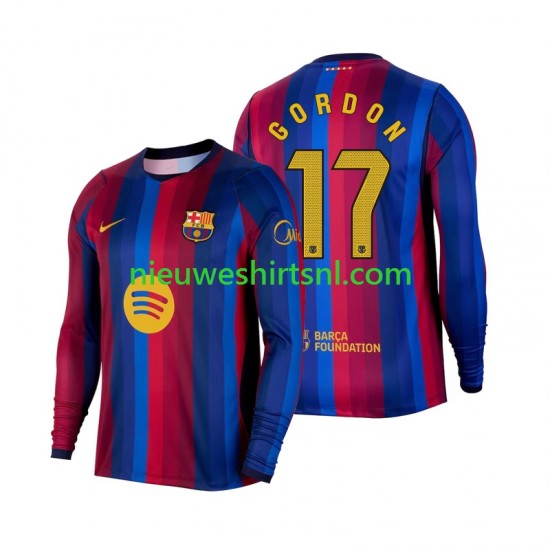 FC Barcelona Heren Shirt met Bedrukking Anthony Gordon 17 Thuis 2026-2027 Lange Mouw