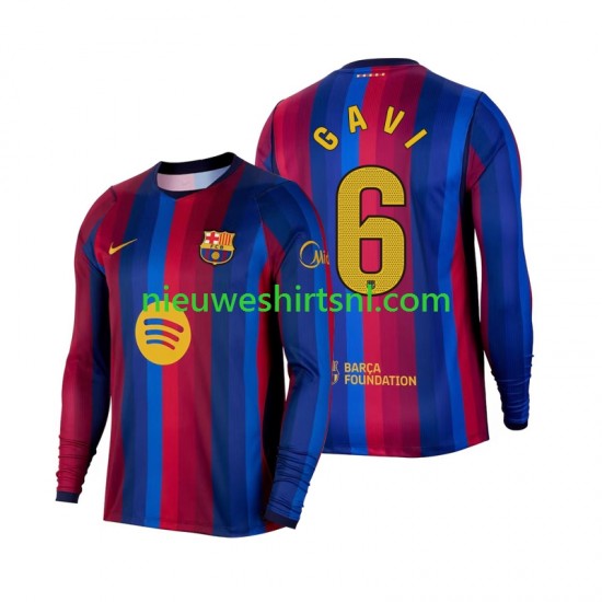 FC Barcelona Heren Shirt met Bedrukking Gavi 6 Thuis 2026-2027 Lange Mouw