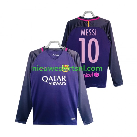 FC Barcelona Heren Shirt met Bedrukking Lionel Messi 10 2016 2017 Retro Uit Lange Mouw