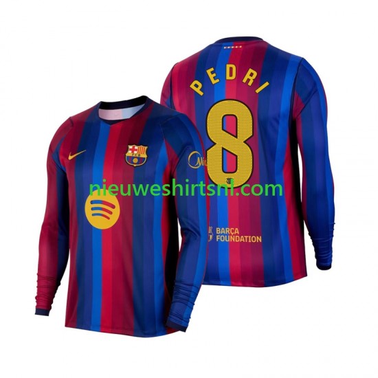 FC Barcelona Heren Shirt met Bedrukking Pedri 8 Thuis 2026-2027 Lange Mouw