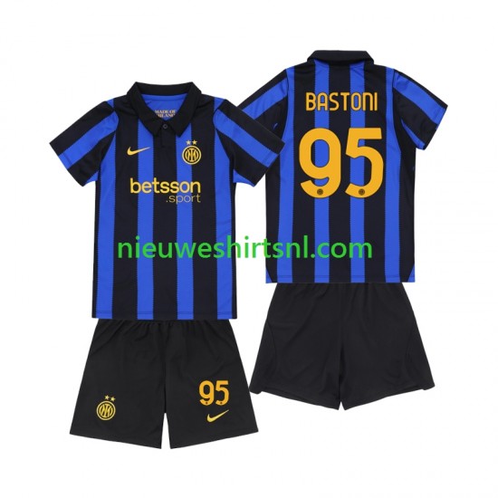 Inter Milan Kind Shirt met Bedrukking Alessandro Bastoni 95 Thuis 2026-2027 Korte Mouw