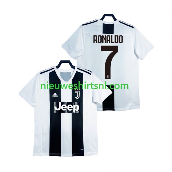 Juventus Heren Shirt met Bedrukking Cristiano Ronaldo 2018 2019 Retro Thuis Korte Mouw