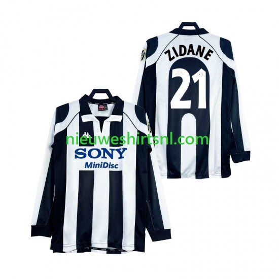 Juventus Heren Shirt met Bedrukking ZIDANE 21 1997 1998 Retro Thuis Lange Mouw