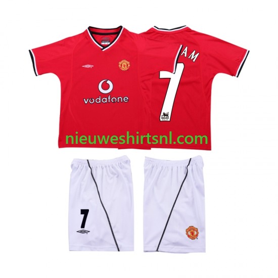 Manchester United Kind Shirt met Bedrukking BECKHAM 7 2000 Retro Thuis 2002 Korte Mouw