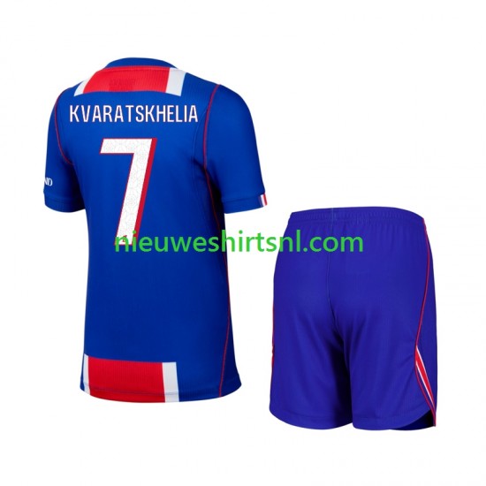 Paris Saint-Germain Kind Shirt met Bedrukking Khvicha Kvaratskhelia 7 Thuis 2026-2027 Korte Mouw
