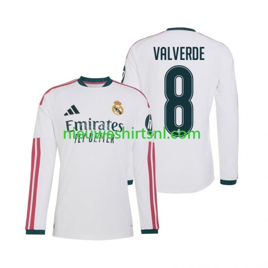 Real Madrid Heren Shirt met Bedrukking Federico Valverde 8 Thuis 2026-2027 Lange Mouw