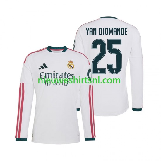 Real Madrid Heren Shirt met Bedrukking Yan Diomande 25 Thuis 2026-2027 Lange Mouw