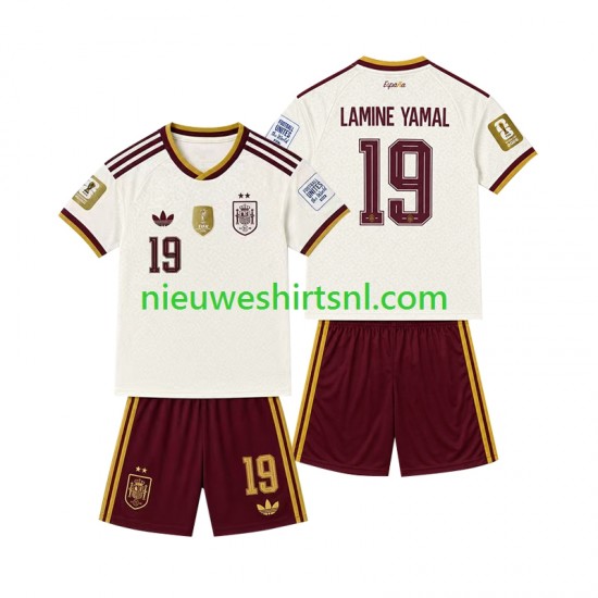 Spanje Kind Shirt met Bedrukking 2-star Lamine Yamal 19 Uit 2026-2027 Korte Mouw