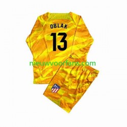 Atlético Madrid Kind Shirt met Bedrukking Doelman Jan Oblak 13 Orangecolor 2023-2024 Lange Mouw