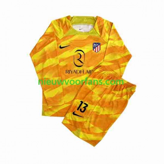 Atlético Madrid Kind Shirt met Bedrukking Doelman Jan Oblak 13 Orangecolor 2023-2024 Lange Mouw