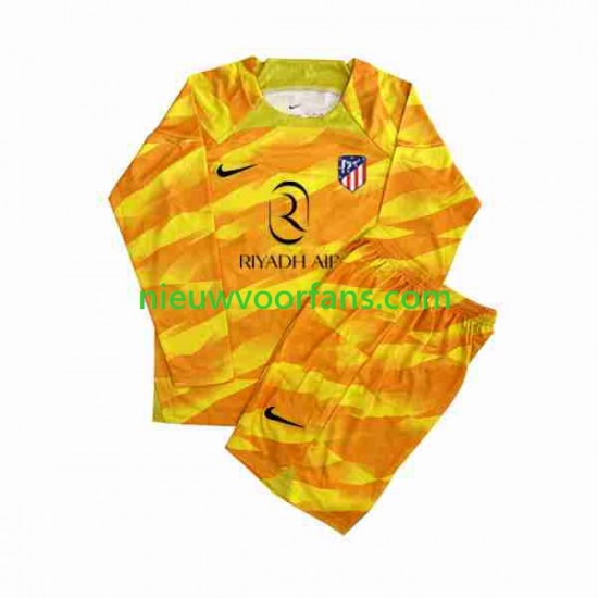 Atlético Madrid Kind Shirt met Bedrukking Doelman Orangecolor 2023-2024 Lange Mouw