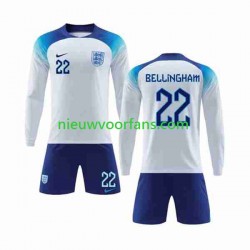 Engeland Kind Shirt met Bedrukking Bellingham 22 Thuis WK 2022 Lange Mouw