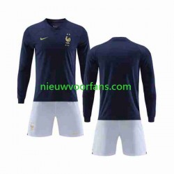 Frankrijk Kind Shirt met Bedrukking Thuis WK 2022 Lange Mouw