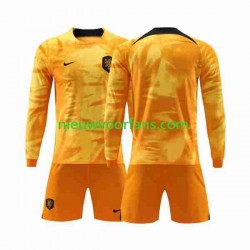 Nederland Kind Shirt met Bedrukking Thuis WK 2022 Lange Mouw