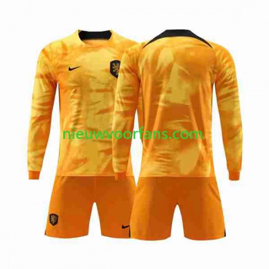 Nederland Kind Shirt met Bedrukking Thuis WK 2022 Lange Mouw