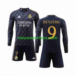Real Madrid Kind Shirt met Bedrukking Benzema 9 Uit 2023-2024 Lange Mouw
