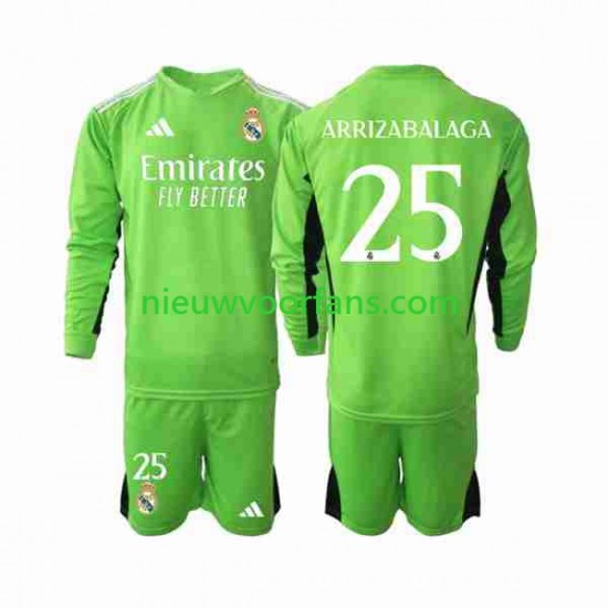 Real Madrid Kind Shirt met Bedrukking Doelman Kepa Arrizabalaga 25 Thuis 2023-2024 Lange Mouw