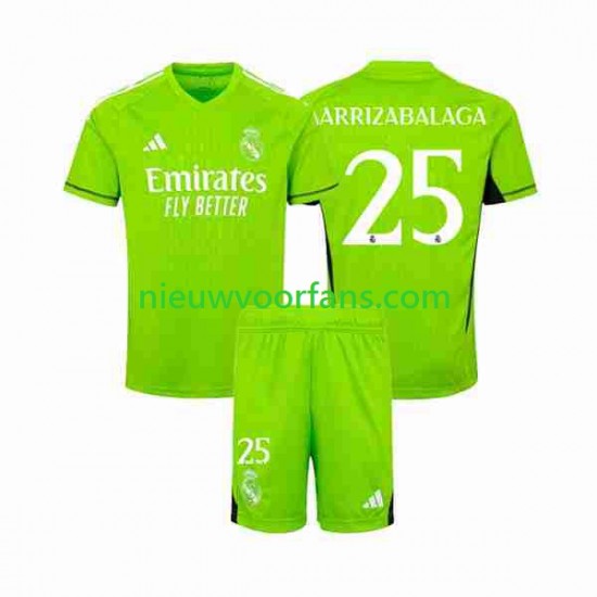 Real Madrid Kind Shirt met Bedrukking Doelman Kepa Arrizabalaga 25 Thuis 2023-2024 Korte Mouw