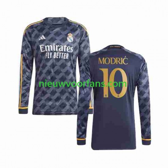 Real Madrid Heren Shirt met Bedrukking Modrić Luka 10 Uit 2023-2024 Lange Mouw