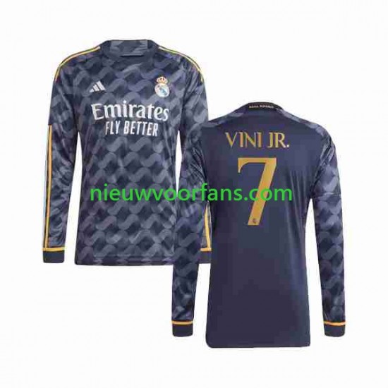 Real Madrid Heren Shirt met Bedrukking Vini Jr 7 Uit 2023-2024 Lange Mouw