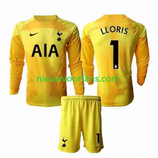 Tottenham Hotspur Kind Shirt met Bedrukking Doelman Hugo Lloris 1 Thuis 2022-2023 Lange Mouw