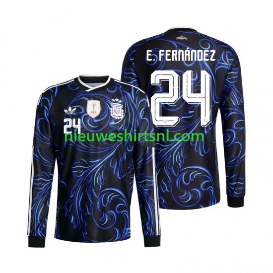 Argentinië Heren Shirt met Bedrukking Enzo Fernandez 24 Uit WK 2026 Lange Mouw