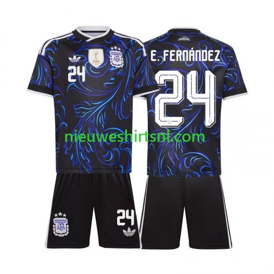 Argentinië Kind Shirt met Bedrukking Enzo Fernandez 24 Uit WK 2026 Korte Mouw