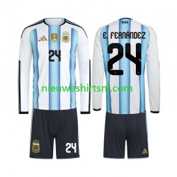 Argentinië Kind Shirt met Bedrukking Enzo Fernandez 24 Thuis WK 2026 Lange Mouw