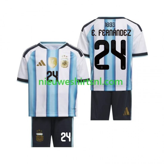 Argentinië Kind Shirt met Bedrukking Enzo Fernandez 24 Thuis WK 2026 Korte Mouw