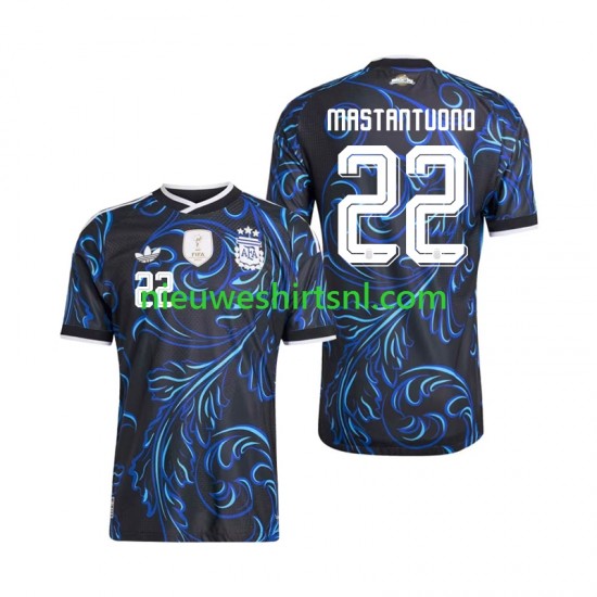 Argentinië Heren Shirt met Bedrukking Franco Mastantuono 22 Uit WK 2026 Korte Mouw