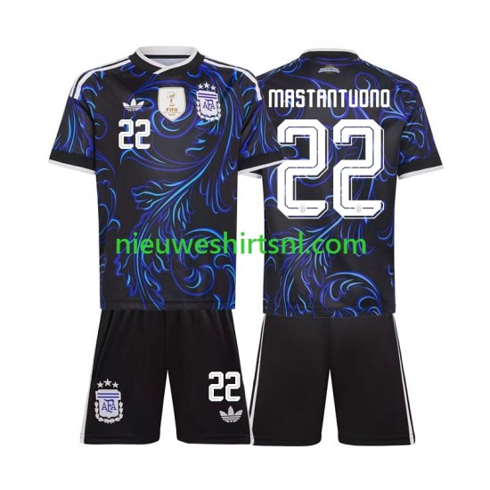 Argentinië Kind Shirt met Bedrukking Franco Mastantuono 22 Uit WK 2026 Korte Mouw