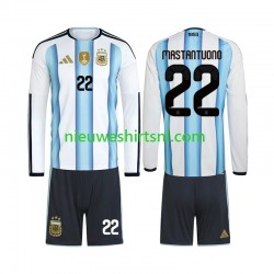 Argentinië Kind Shirt met Bedrukking Franco Mastantuono 22 Thuis WK 2026 Lange Mouw