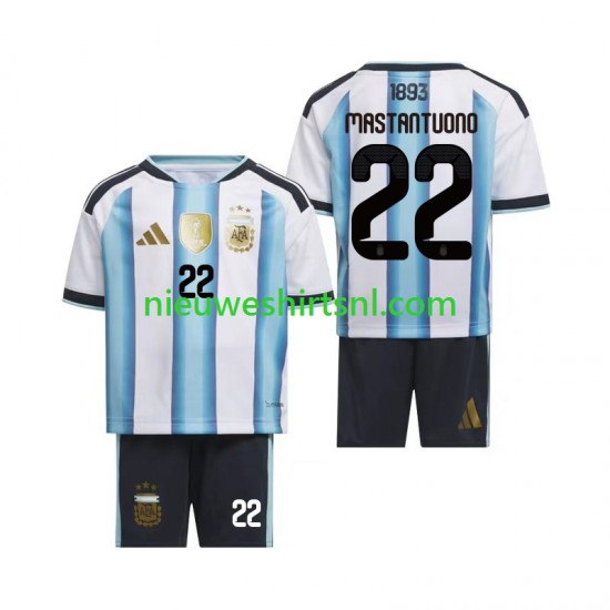 Argentinië Kind Shirt met Bedrukking Franco Mastantuono 22 Thuis WK 2026 Korte Mouw