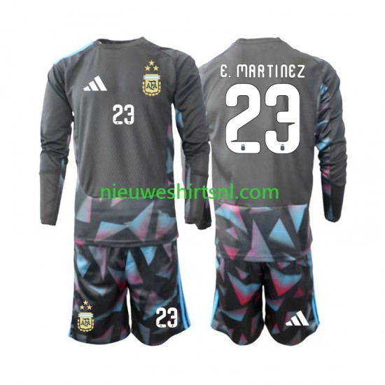 Argentinië Kind Shirt met Bedrukking Doelman Emiliano Martinez 23 Thuis WK 2026 Lange Mouw