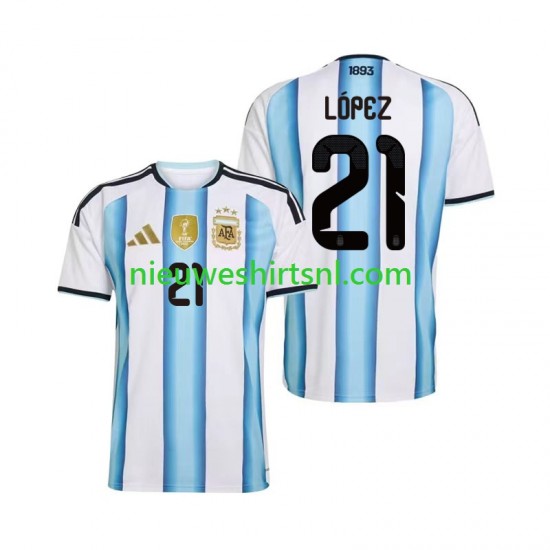 Argentinië Heren Shirt met Bedrukking Jose Manuel Lopez 21 Thuis WK 2026 Korte Mouw
